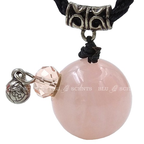 Rose Quartz gemstone aroma necklace - Click Image to Close